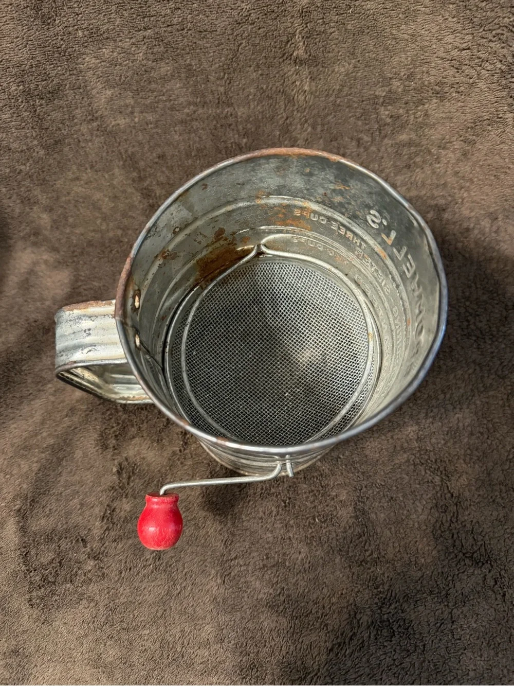 Measuring Sifter - Vintage Metal Flour Sieve (Gray)